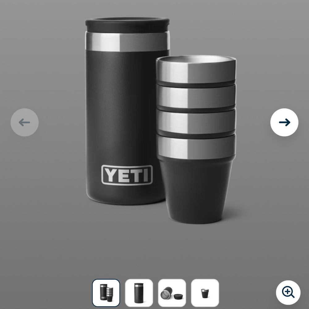 YETI black and Silver Shot Glass Set